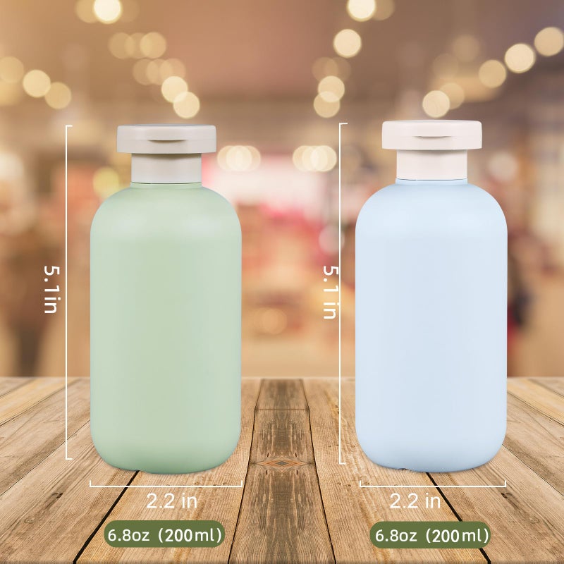 UMETASS 6.8 oz Plastic Travel Shampoo Bottles, Refillable Flip Cap Squeeze Bottles for Toiletries, Large Leakage-proof Travel Shampoo and Conditioner Bottles (Blue and Green) - Image 3
